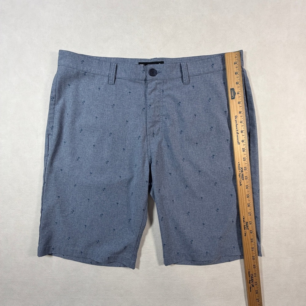Travis Mathew Mens Blue Palm Tree Print Golf Shorts Size 36 Heathered Hybrid - Picture 9 of 12